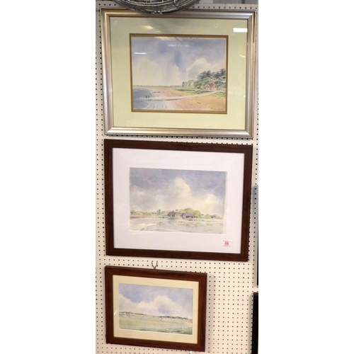 86 - Colin Lewis Don: Three boating scenes watercolours