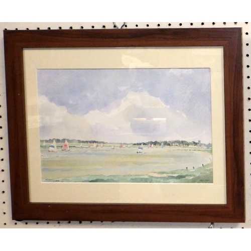 86 - Colin Lewis Don: Three boating scenes watercolours