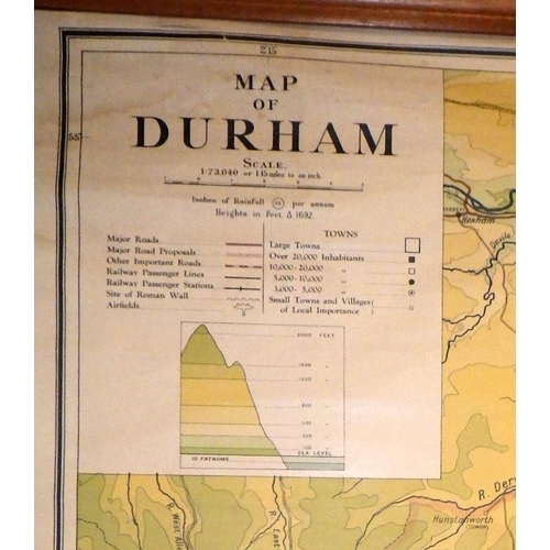 266 - A map of Durham, W & A K Johnston 130 x 95cm