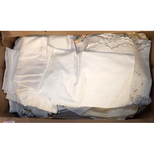 268 - Three boxes of misc linen & textiles (3)