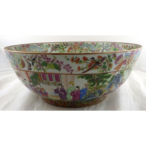 285 - A large Chinese famille rose bowl decorated with figures, flowers and butterflies, bowl 40cm diamete... 