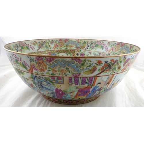 285 - A large Chinese famille rose bowl decorated with figures, flowers and butterflies, bowl 40cm diamete... 
