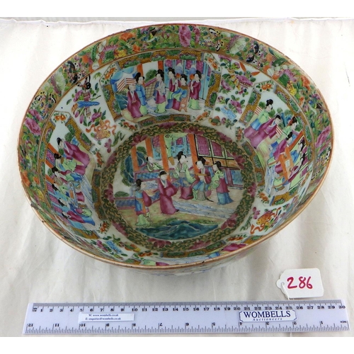 286 - A Chinese famille rose bowl decorated with figures, flowers and butterflies, 29cm diameter 13cm high... 