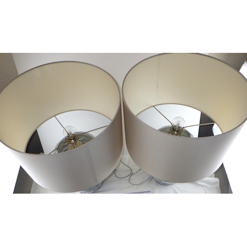 477 - A pair of Porta Romana Thread table lamps, 70cm tall incl shades. Three pin plugs