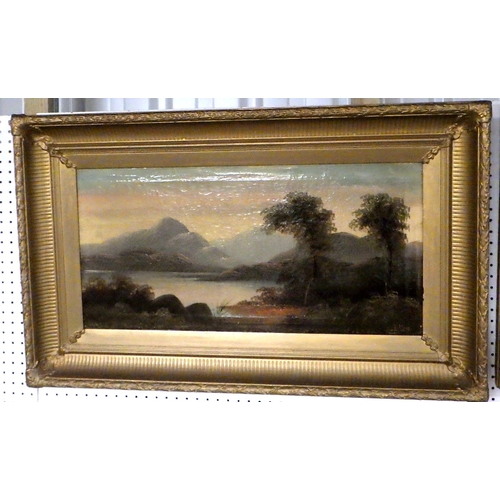 271 - A pair of gilt framed oil on canvas lakeland scenes together with two hunting prints (4)