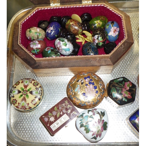 290 - Cloisonné enamel trinkets incl miniature eggs and pill boxes; etc.