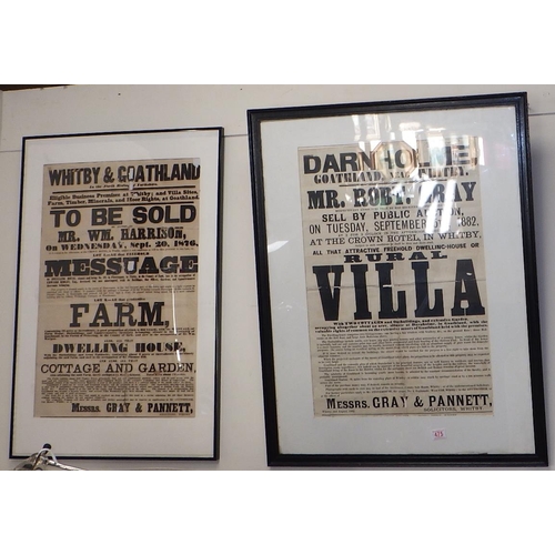 475 - Two Whitby interest vintage framed Estate Auction posters AF (2)