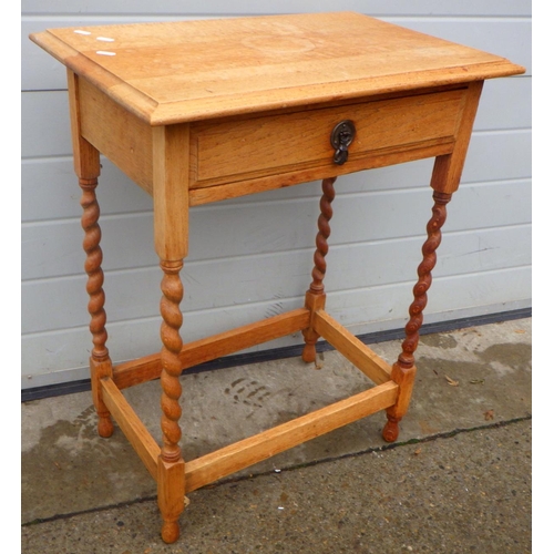 746 - A 1930's barleytwist side table with single drawer, 61cm wide