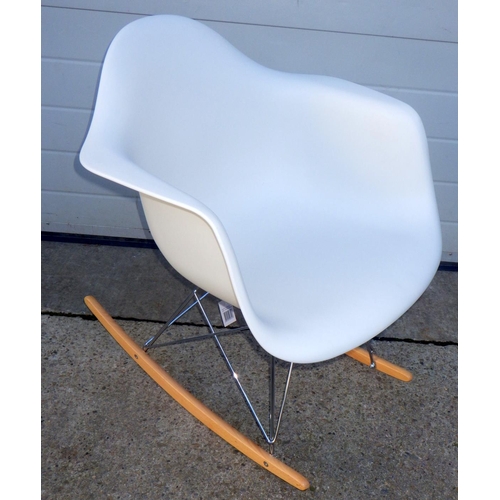 803 - A modern HNN Home white rocking chair