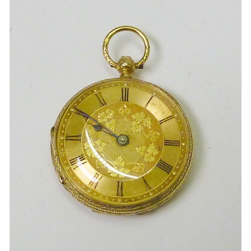 395 - A Victorian pocket watch comprising a key-wind fusee movement signed Searle, Plymouth within an 18ct...