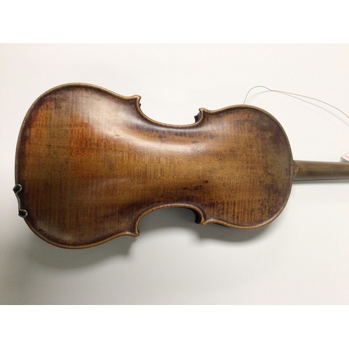 296 - A violin having a two piece back, the interior bearing the impressed mark 