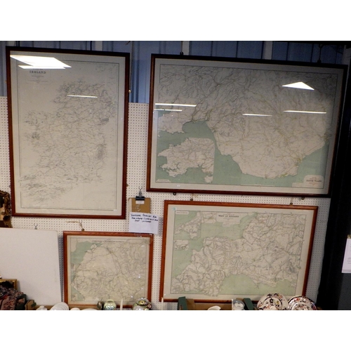 73 - Four large framed Official Railway Maps together with Yorkshire District unframed map (5)