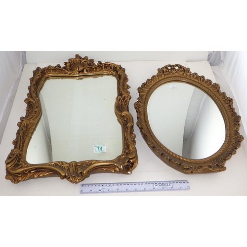 74 - Two ornate plaster gilt mirrors