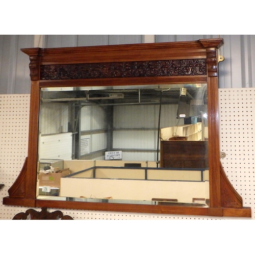 76 - A late Victorian bevelled overmantle mirror 120 x 80cm