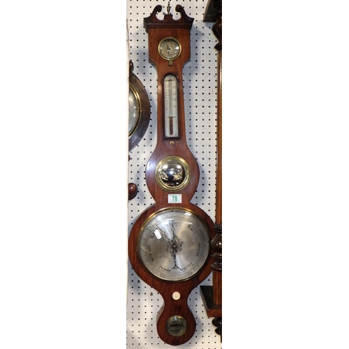 78 - A 19th Monsteri ? Darlington banjo century mahogany banjo wall barometer, 118cm high