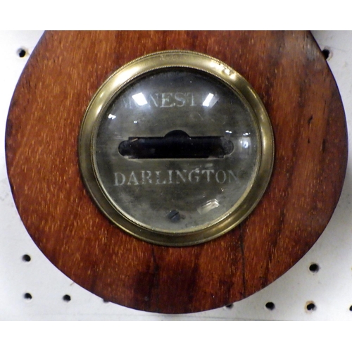 78 - A 19th Monsteri ? Darlington banjo century mahogany banjo wall barometer, 118cm high