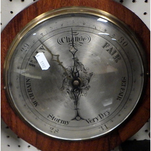 78 - A 19th Monsteri ? Darlington banjo century mahogany banjo wall barometer, 118cm high