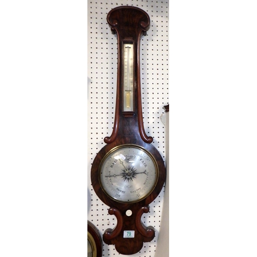 79 - A Wilson Penrith 19th century walnut banjo wall barometer 90cm high