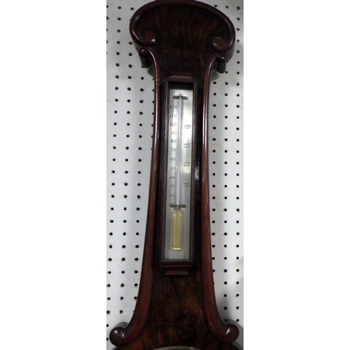 79 - A Wilson Penrith 19th century walnut banjo wall barometer 90cm high