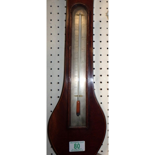 80 - A G Volanterio Doncaster 19th century mahogany banjo wall barometer 98cm