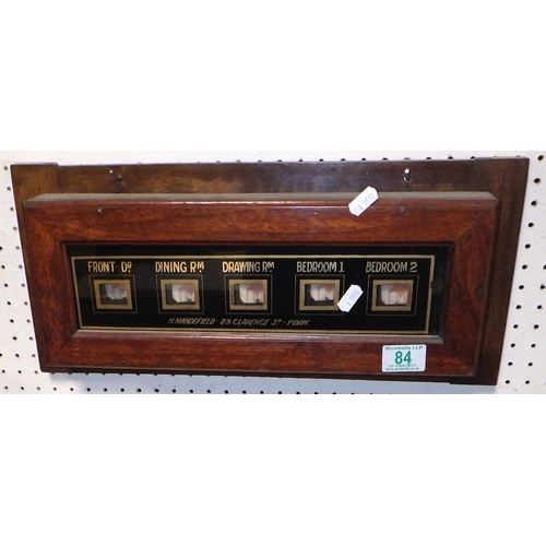 84 - An early 20thC mahogany servants bell board 47cm wide