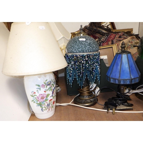 64 - A group of various lamps together with misc prints and textiles (qty)