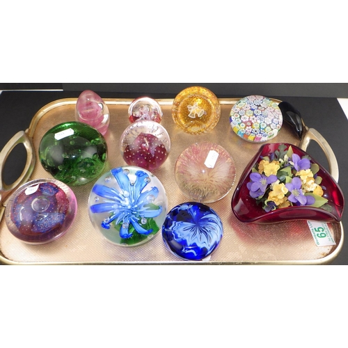 65 - A collection of various paperweights etc
