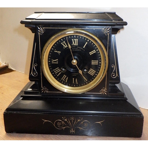 68 - Two 19thC slate mantle clocks 22 & 23cm tall