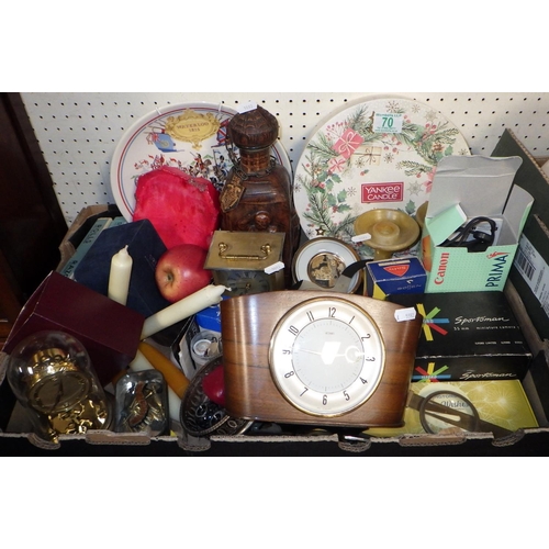 70 - A qty of misc collectables to inc clocks, etc