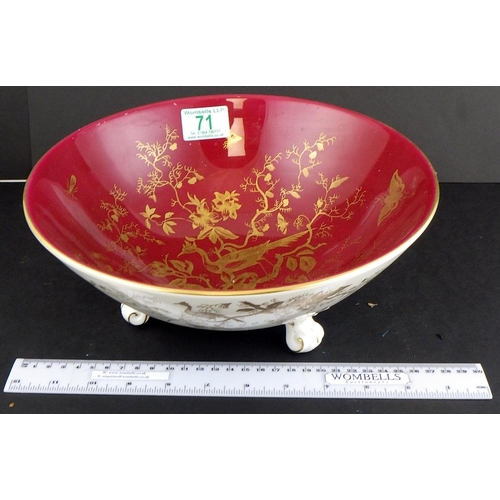 71 - A Coalport Exotic Birds bowl 27cm diameter, surface scratches