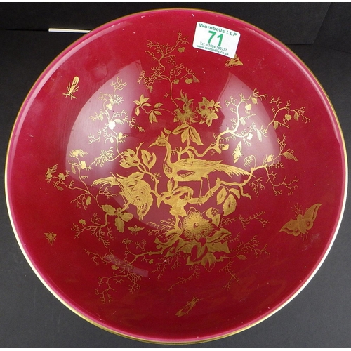 71 - A Coalport Exotic Birds bowl 27cm diameter, surface scratches