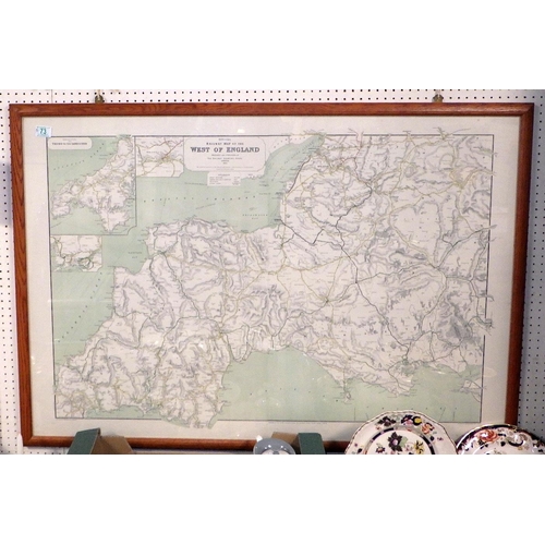 73 - Four large framed Official Railway Maps together with Yorkshire District unframed map (5)