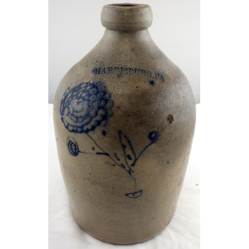 10 - An American Harrisburg. PA stoneware ovoid jug / flagon
