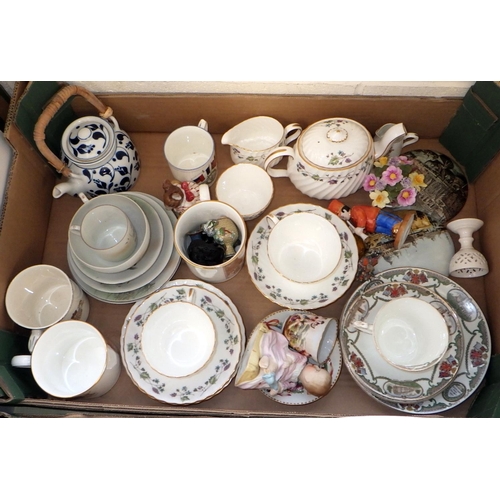 15 - Two boxes of misc tea wares, plates etc to inc Susie Cooper, Minton etc (2)