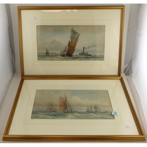 20 - George Gregory (1848-1939) British, A pair of marine watercolour scenes, one signed and dated 1922 (... 