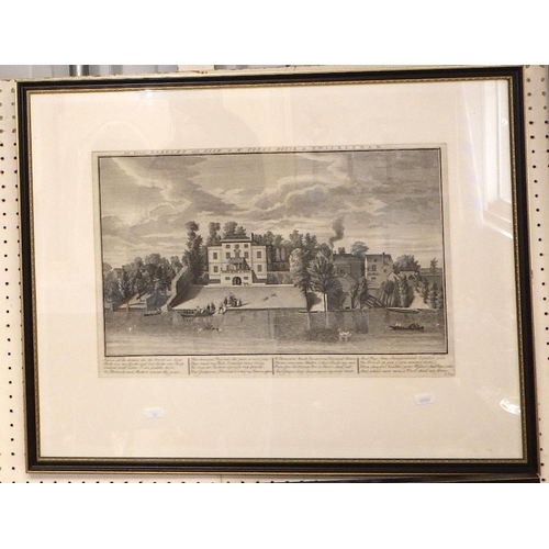 26 - An Etching of Mr Popes house at Twickenham together with a Chatsworth etching etc (5)