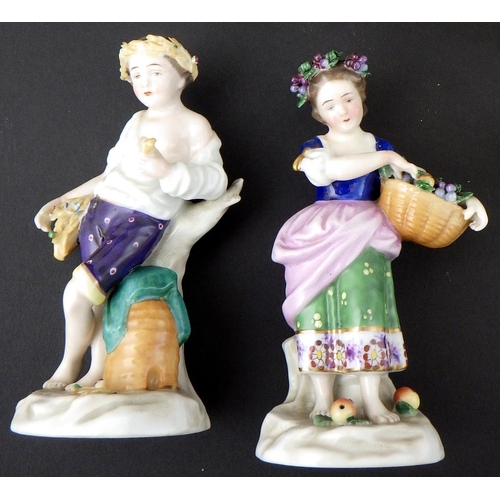 7 - A small pair of porcelain figure together with a small Chicken figure group, spaniels and a leaf dis... 