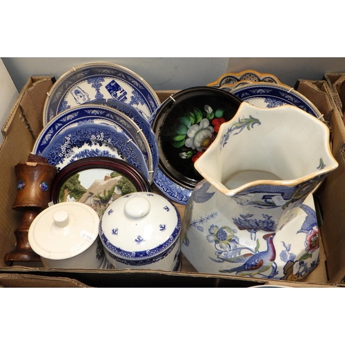 114 - Three boxes of misc ceramics, glass and collectables