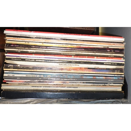 115 - Two cases of misc Lps to inc Billy Joel, ELO etc together with three Hutchison prints