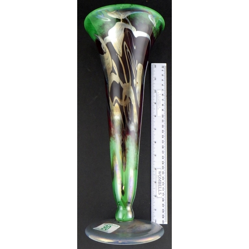 90 - Jean-Pierre Mateus, iridescent Art glass Vase, 1997 35cm tall