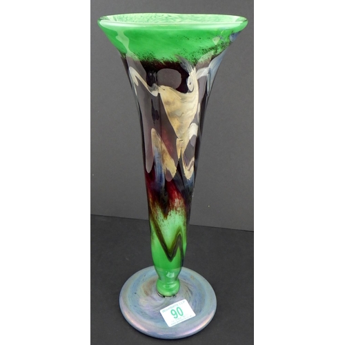 90 - Jean-Pierre Mateus, iridescent Art glass Vase, 1997 35cm tall