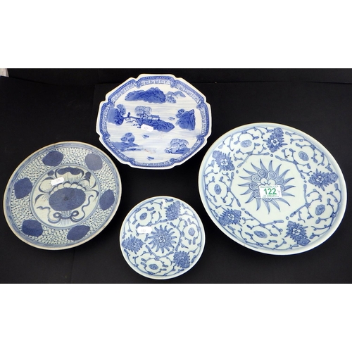 122 - A group of four blue and white Oriental plates (4)