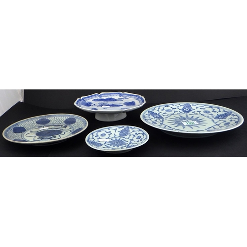 122 - A group of four blue and white Oriental plates (4)