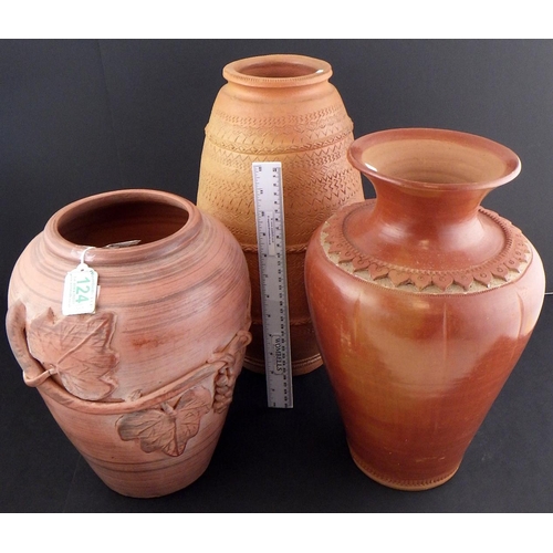 124 - Three large terracotta vases