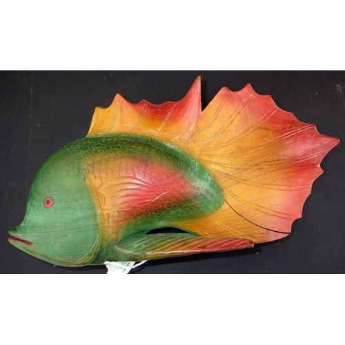 125 - Two colourful carved wooden carps