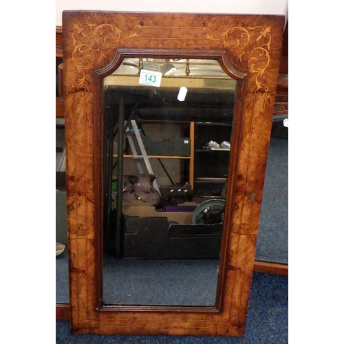 143 - An inlaid chiffionere mirrored door together with three dressing table mirrors together with a qty o... 