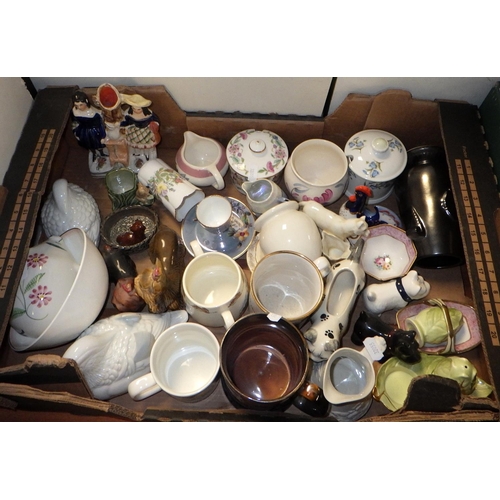 154 - Three boxes of misc ceramics & glassware to inc Royal Albert Country Rose, Wedgwood etc (3)