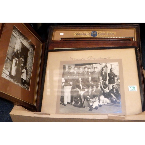 158 - A group of vintage framed team / club photographs etc