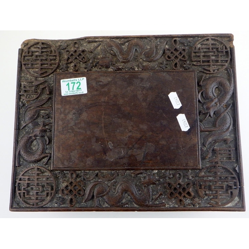 172 - A small Chinese carved hardwood folding table