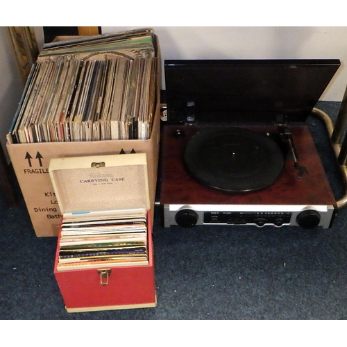 178 - A record player together with misc Lps & singles